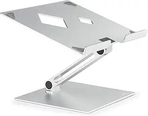 Durable Folding Adjustable Laptop & Tablet Holder - Non Slip Silver Aluminum Laptop Mount for 10" - 17" Laptops - Portable Laptop Stand Folds for Easy Storage