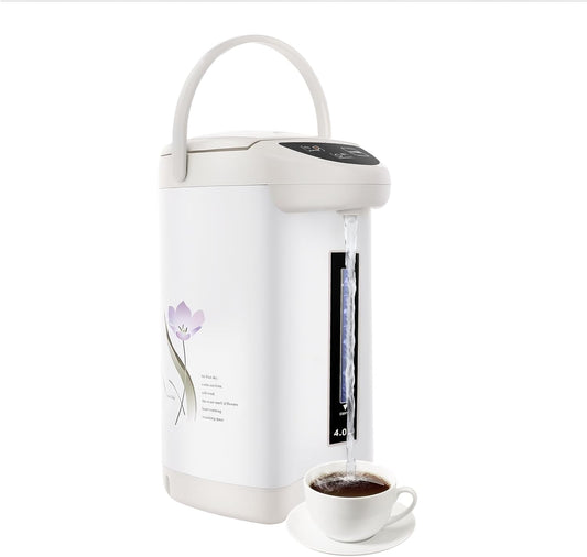 Electric Hot Water Pot Urn, Water Boiler & Warmer 4 Liter, 3 Water Dispensing Modes, 750W Hot Water Kettle Instant Heating, 304 Stainless Steel Instant Heating Water Pot for Home, Offices (White)