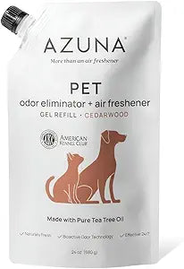 Azuna Pet Odor Eliminator for Strong Odor Gel | Plant Powered Australian Tea Tree Oil | Dog and Cat Room Deodorizer | Pet and Child Friendly | Cedarwood Scent | 24oz Refill