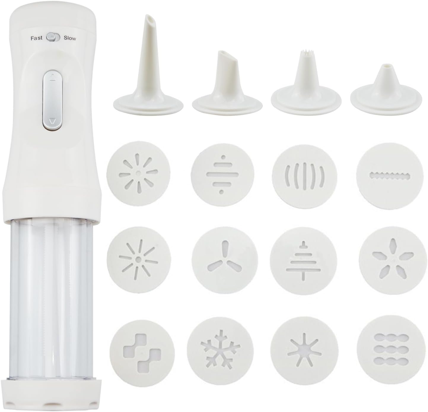 Electric Cookie Press, DIY Cookie Maker Set with 12 Molds and 4 Decorating Nozzles Electric Cookie Decorating Tool for Cake Dessert DIY Maker and Baking Decoration Supplies