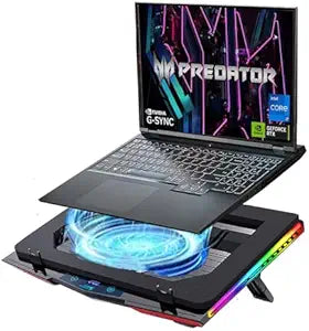 Cooling Pad for Acer Predator Helios Neo 16 Gaming Laptop, Cooler with Powerful Turbo Cooling Fan Can Fast Cooling CPU+GPU 40Â°C, Variable Speed,6 RGB Light Mode,Touch Control,LCD Screen