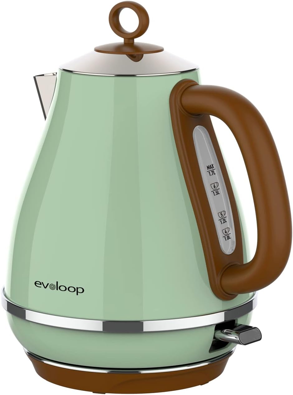 Evoloop 1.7L Electric Kettles, BPA Free Tea Kettle, Hot Water Boiler Heater, Stainless Steel Teapot, Auto Shut-Off & Boil-Dry Protection, 120V\/1500W
