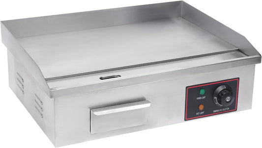 Commercial Electric Griddle 1600W Electric Countertop Flat Top Griddle 110V Electric Flat Top Grill 122-572℉ Adjustable Temp Stainless Steel Griddle Grill Teppanyaki Grill for Restaurant Shop