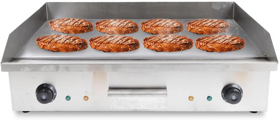 29" Commercial Electric Griddle,110V 4400W Electric Countertop Griddle,Non-Stick Outdoor Flat Top Grill Hot Plate,Adjustable Temperature Control,Stainless Steel Grill for Kitchen Restaurant(No plug)