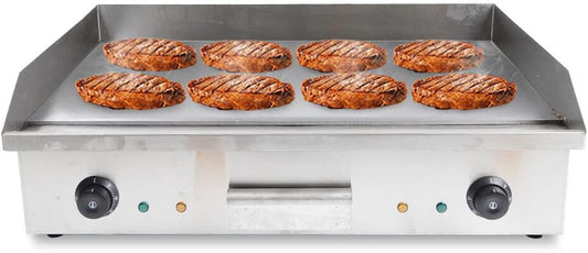 29" Commercial Electric Griddle,110V 4400W Electric Countertop Griddle,Non-Stick Outdoor Flat Top Grill Hot Plate,Adjustable Temperature Control,Stainless Steel Grill for Kitchen Restaurant(No plug)