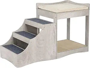 unipaws Pet Bunk Bed with Removable Step for Dogs and Cats, Multi-Level Bed Window Perch Seat Platform with Cushion and Cat Scratch Pad, Indoor Use
