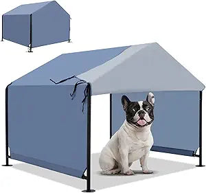 Dog Shade Shelter 2.5'x2.1'x2.1' for Small Dogs, Pet Outdoor Tent with Upgraded Doors, Outside Sun Rain Canopy Pet House for Dogs, Cats, Small Animals and Livestock, Navy Blue