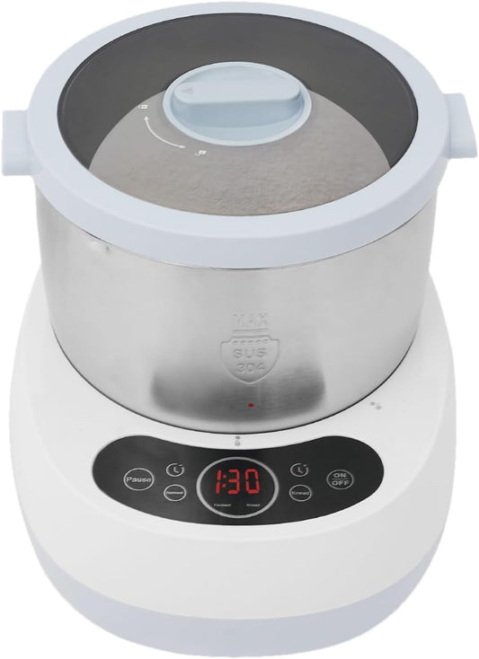 Electric Dough Maker with Ferment Function 4.5Qt(5L) Dough Mixer Machine for Bread and Pizza Dough, 304 Stainless Steel, Intelligent Timing, Visual Top Cover for Easy Add Water and flour