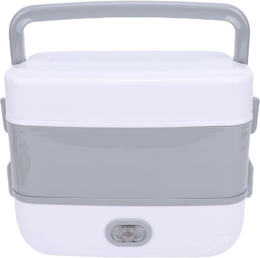 Dpofirs Portable Self Cooking Electric Lunch Box, 2L Mini Rice Cooker, 2 Layers 4 Stainless Steel Steamer Food Insulation Box, Heated Food Warmer Cooker, for Home Office Travel (US Plug 110V)