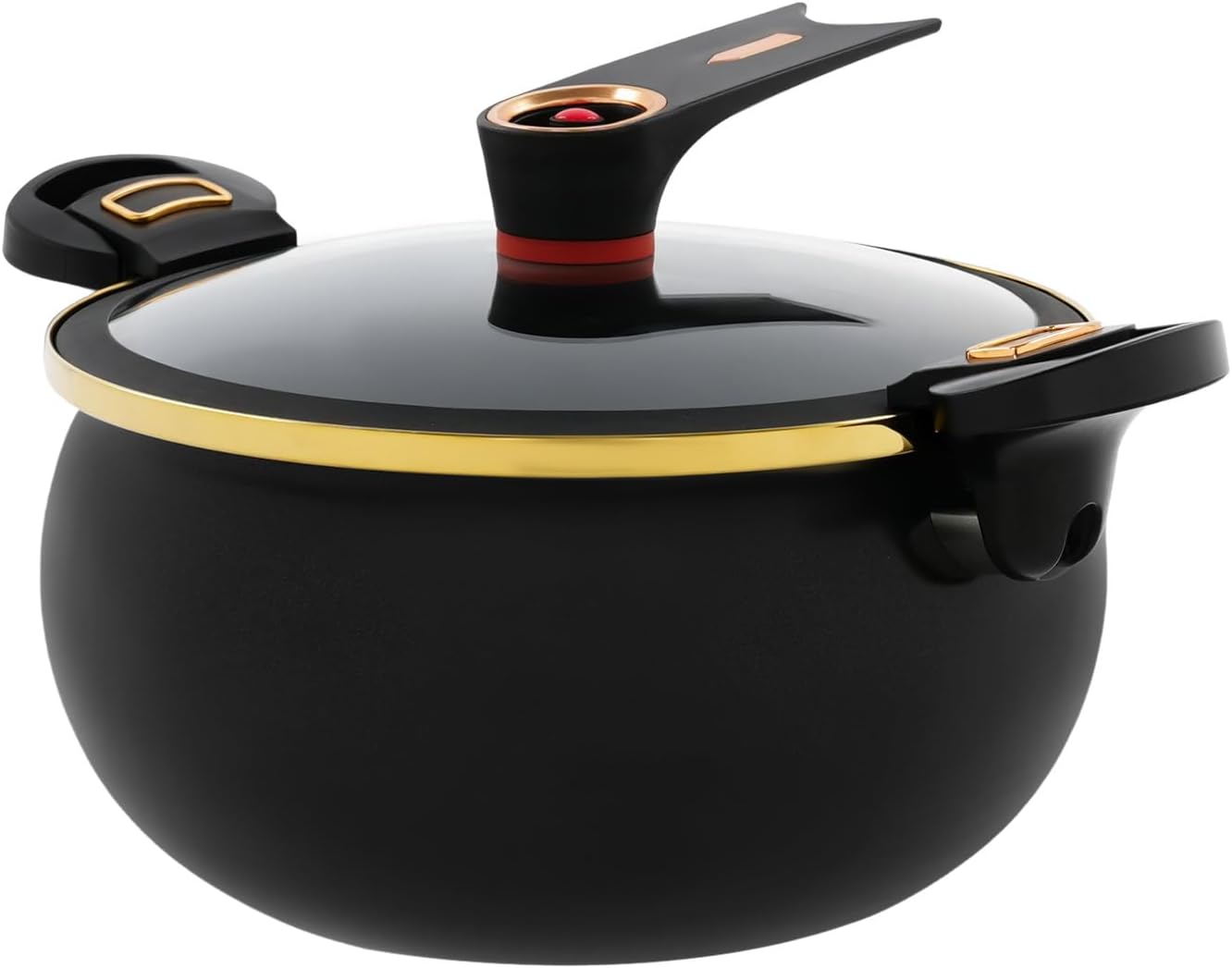 Micro Pressure Cooker, 8L\/8.45Qt Non Stick Multi-Function Micropressure Round Cooking Pot, Vertical Stewpot with Twist Lock Handles for Open Fire, Induction Cooker, Electric Stove, Gas Stove (Black)