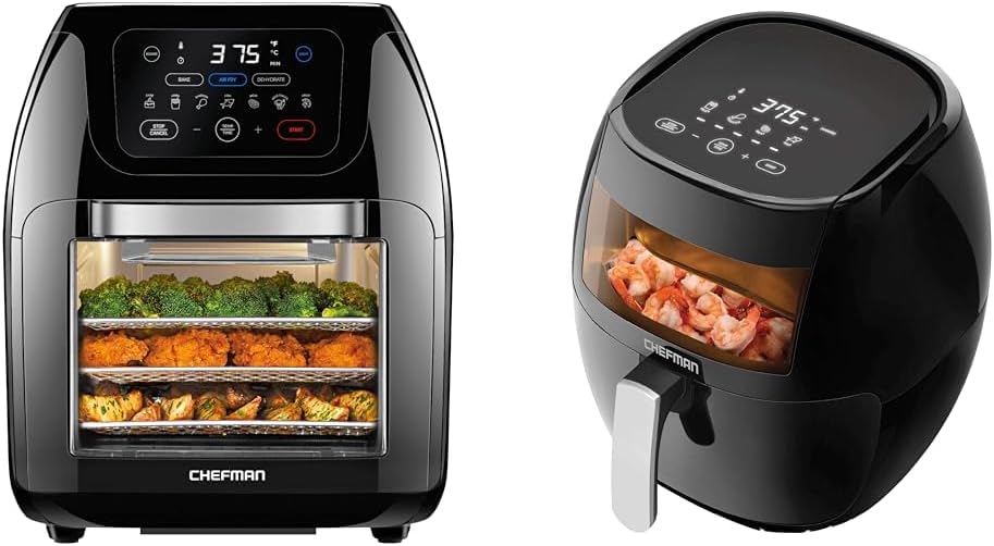 CHEFMAN Multifunctional Digital Air Fryer+ Rotisserie, Dehydrator & TurboFry Touch 8 Quart Air Fryer w/XL Viewing Window & Advanced Digital Display