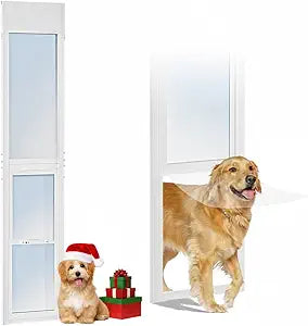 74.8"â€“80.7" Height Adjustable Dog Door for Sliding Glass Doors, Easy Insert-Install Pet Door with Lock, Ideal for Apartments, Rental Homes, Balconies & Patios