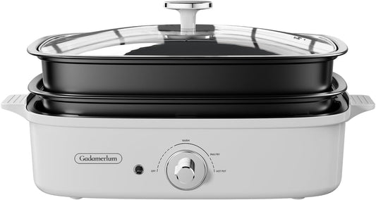 1200w HotPot Versatile Baking Smokeless Single Temp Control, Hot-Pot Grill with Nonstick Coating for BBQ, Steaks, Shabu (1)