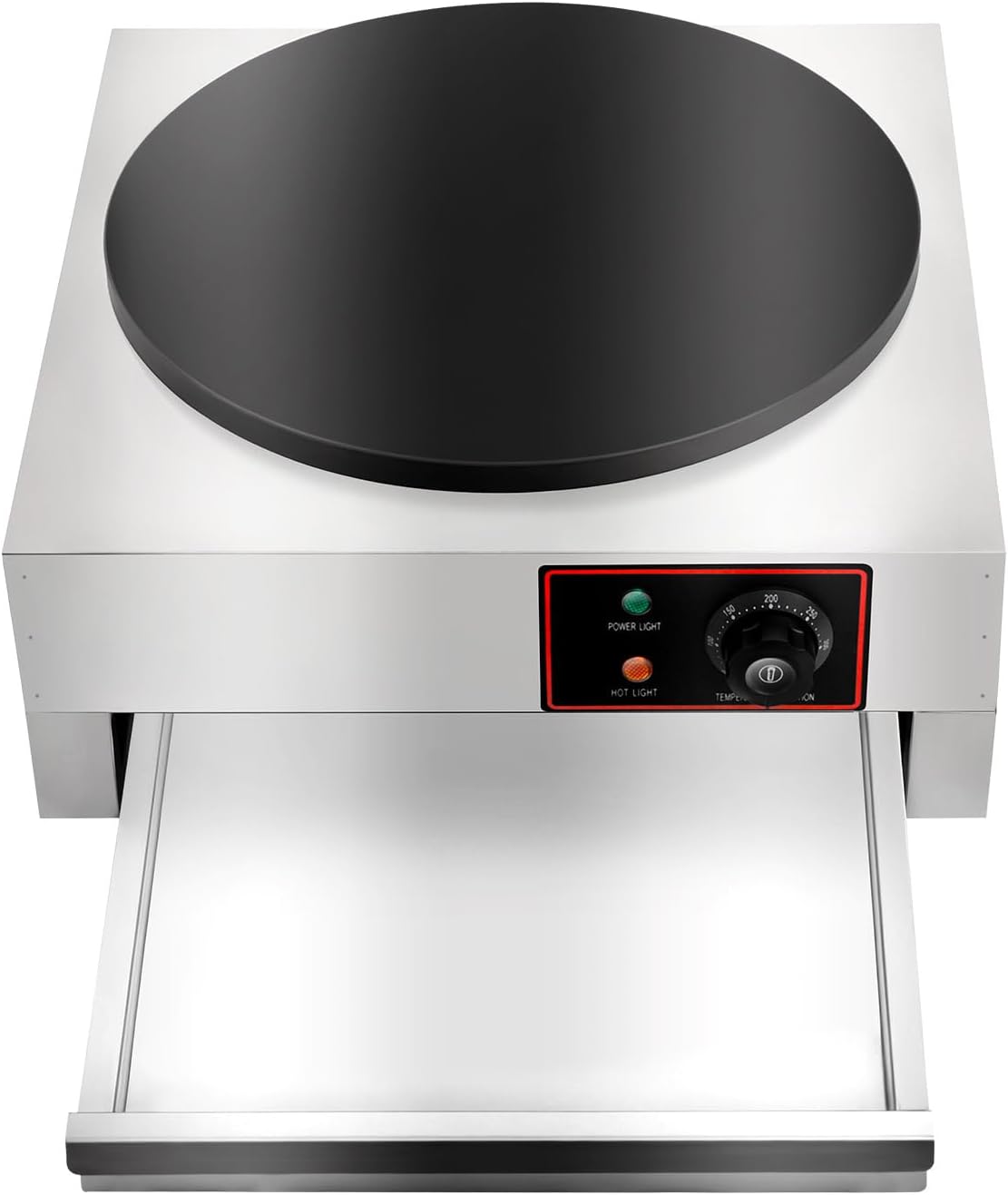 Electric Crepe Maker, 16in 1700W Commercial Crepe Machine with Spatula, Nonstick Stainless Steel Flat Plate Pancakes Griddle, Adjustable 50-300℃ Desktop Circular Cereals Pancake Stove