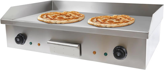 29 Inch Commercial Electric Griddle, 110V 4400W Double Control Electric Griddle Cooktop Flat Top Grill Stainless Steel Non-Stick Griddle Grill Temperature Adjustable 50-300℃ BBQ Hot Plate for Kitchen