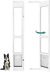 96 Inch Dog Door for Sliding Glass Door for Medium Large Dogs - Right Open Amount from Inside - Overall Size: 96 Inch x 16 1/8 inch, Flap Size: 11.5"(W) x 16.5"(H)