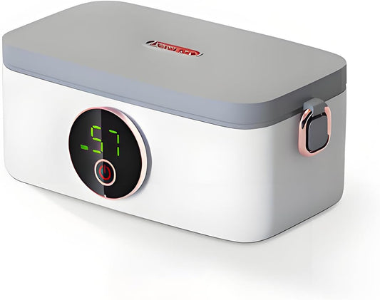 Vikye Heated Electric Lunch Box, 1L Portable, Battery Powered, Adjustable Heating Time