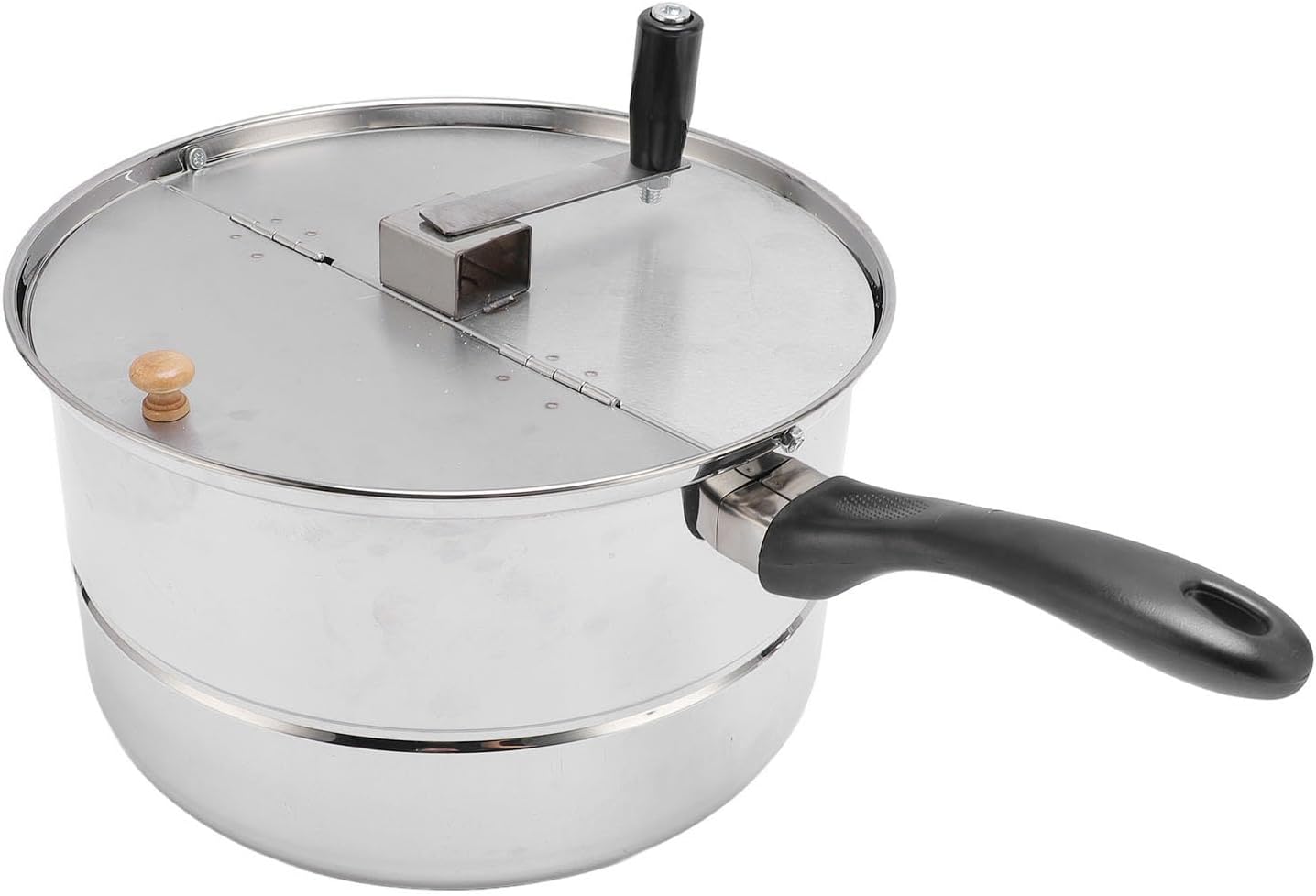 Stovetop Popcorn Maker with Hand Crank, Stainless Steel, 11 x 6.5 inches, Gas and Electric Compatible