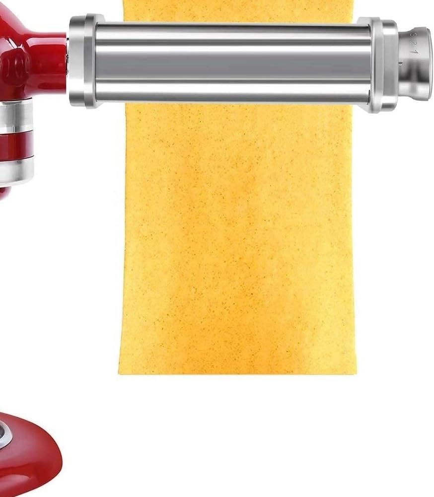 Pasta Roller for All KitchenAid Stand Mixer, Electric Dough Roller with 8 Different Thickness Adjustments, Stainless Steel Pasta Maker Attachment KitchenAid Accessories, Comes with Cleaning Brush