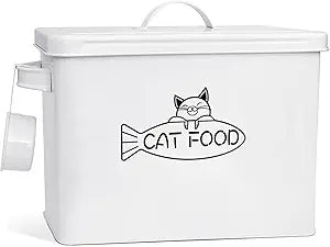 Large Dog and Cat Food Storage Container, Farmhouse Pet Food Storage Containers with Lid and Dry Food Scoop, Durable Airtight Cat Container 12-13 lbs Capacity, Great Gift for Pet Owners