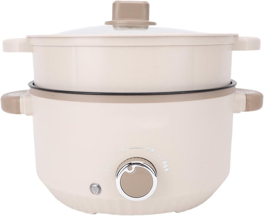 Hot Pot Electric Ramen Cooker Hot Pots Capacity Portable Hot Pot Rapid Noodles Cooker Multi Functional Lazy Pot with Steam Basket for Steak Egg Fried Rice Ramen Oatmeal Hot Pot (US Plug 110V 3000W)
