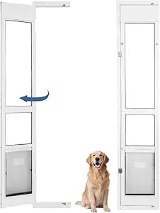 Large Dog Door for Sliding Glass Door - Left Amout from Inside, Adjustable Height: 77.38-81.75 in, Flap Size: 11â€(W) x 16â€(H)