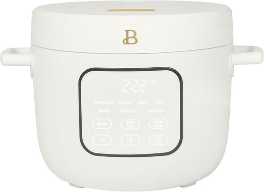 Beautiful 14-Cup Electric Rice Cooker with Automatic Keep Warm and Removable Nonstick Pot for Home Cooking (White)