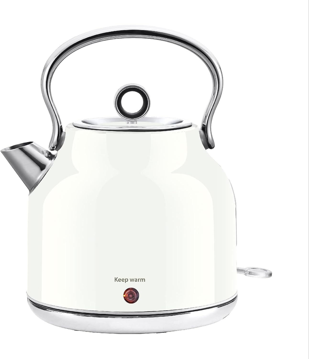 Electric Kettle – 1.7L Stainless Steel Kettle with Keep Warm Function, 1500W Fast Boil Kettle with LED Indicator, Auto Shut-off & Boil-Dry Protection Cordless Design, Rotational Base (White)