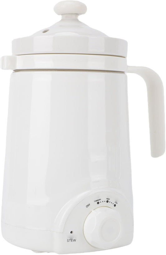 Asixxsix Electric Stew Cup, 500ml Portable Ceramic Soup Pot with Spoon, for Office Dormitory Apartment, 70W Low Power Consumption, One Key Control, for Porridge Soup Noodle Tea