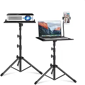 Adjustable Laptop Stand Tripod with Tray & Phone Mount  Heavy-Duty Alloy Tripod with 40.7x27.6cm Platform | Height Adjustable 0.651.6m | 15kg Load Capacity | Portable & Foldable