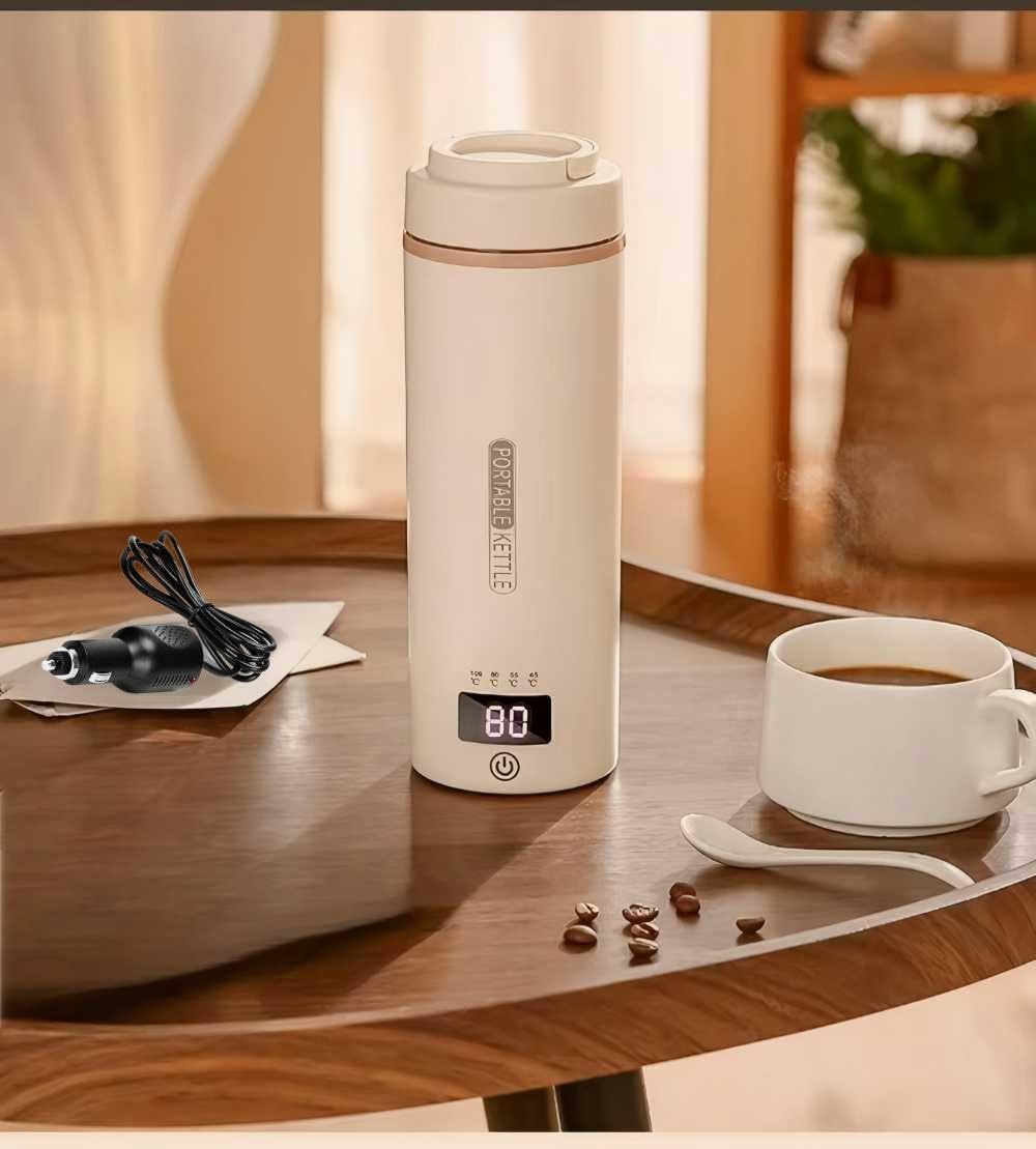 Car Heating Cup for Land Rover Range Rover Sport 2014-2018 2019 2020 2021 2022,Portable 12V 550ML 316 Stainless Steel Liner Travel Electric Kettle One Key Operation LCD Temperature Display