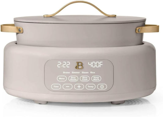 Beautiful 10-in-1 Electric Multi-Cooker, 6-Quart, Digital Display, Non-Stick Pot, One-Touch Control, 10 Cooking Functions (Porcini Taupe)