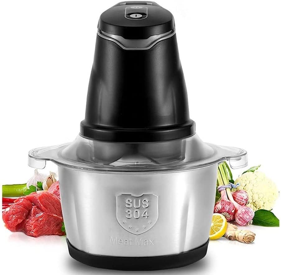 Electric Food Chopper, 5-Cup Food Processor, 2L Bowl Grinder for Meat, Vegetables, Fruits and Nuts, Stainless Steel Motor Unit and 4 Sharp Blades