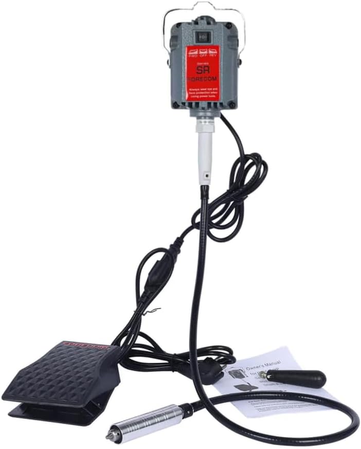 S-R Hanging Flex Shaft Grinder 230W Rotary Tool with Stepless Speed Foot Pedal Rotary Carver 0-180000rmp for Carving, Buffing,Drilling,Polishing (4mm flexshaft)