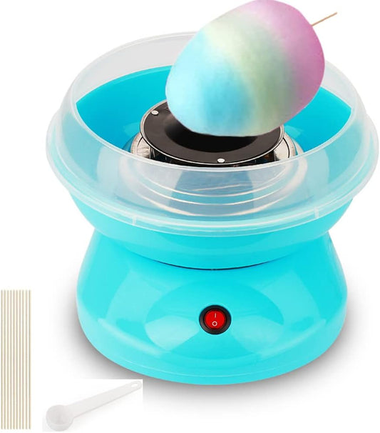 Nostalgia Cotton Candy Machine for Kids, Portable Cotton Candy Makers with 450W Efficient Electric Heating and Food Grade Splash-Proof Plate for Birthday Family Party Gift, Includes Sugar Spoon & 10 Bamboo Sticks