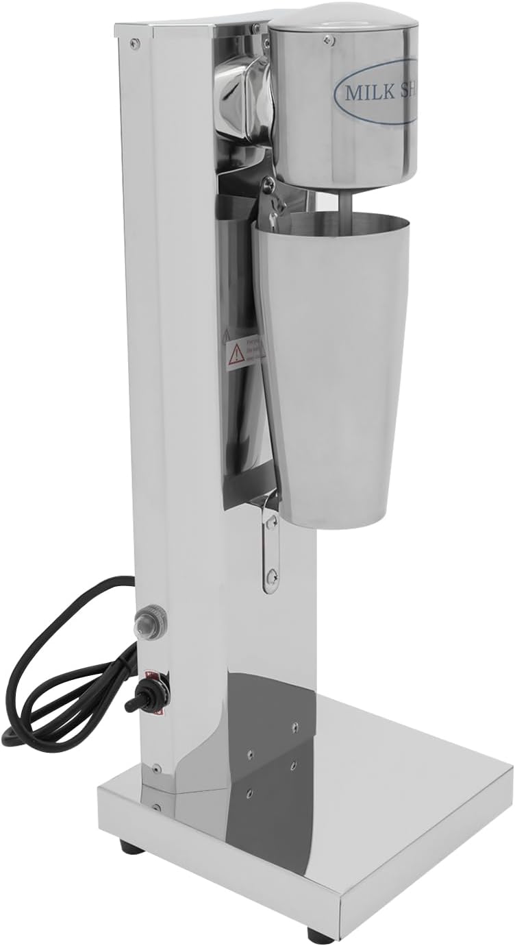 KONKENIE 650ML\/Cup Single Head Milkshake Maker 18000RPM Stainless Steel Milk Shaker Blender 180W 110V Commercial Drink Mixer Electric Milk Shaking Machine for Restaurant Cafe Bar Sliver (1 Head 1 Cup)