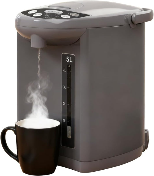 Rosewill Electric Water Boiler and Warmer - 5L\/5.3 Qt Stainless Steel Hot Water Dispenser w\/Rotating Base, Keep Warm Temperature Set, Auto Shut Off, Safety Lock - Gray