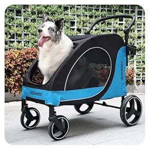 Pet Stroller for Large Dogs up to 80lbs, All-Terrain with Adjustable Handle & Mesh Dual-Windo, Large Dog Stroller for Multiple Pets, Blue