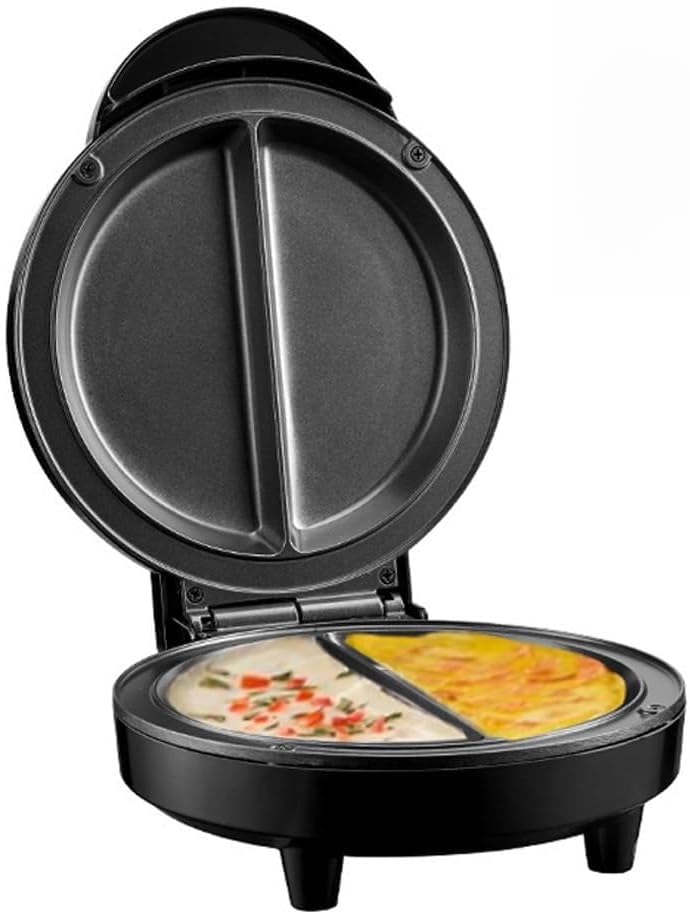 Saker Dual Zone Electric Omelette Maker 2026|Non-Stick Double Omelet Pan with Fast Heating|Perfect for 2 Eggs,Breakfast Sandwiches,Frittatas|1000W Compact Kitchen Appliance (Black)