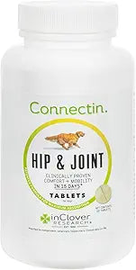 InClover Connectin Natural Hip & Joint Supplement for Dogs with Glucosamine, Chondroitin & Hyaluronic Acid - Tablet for Dog Mobility, Comfort & Active Lifestyle Support, 50 Count