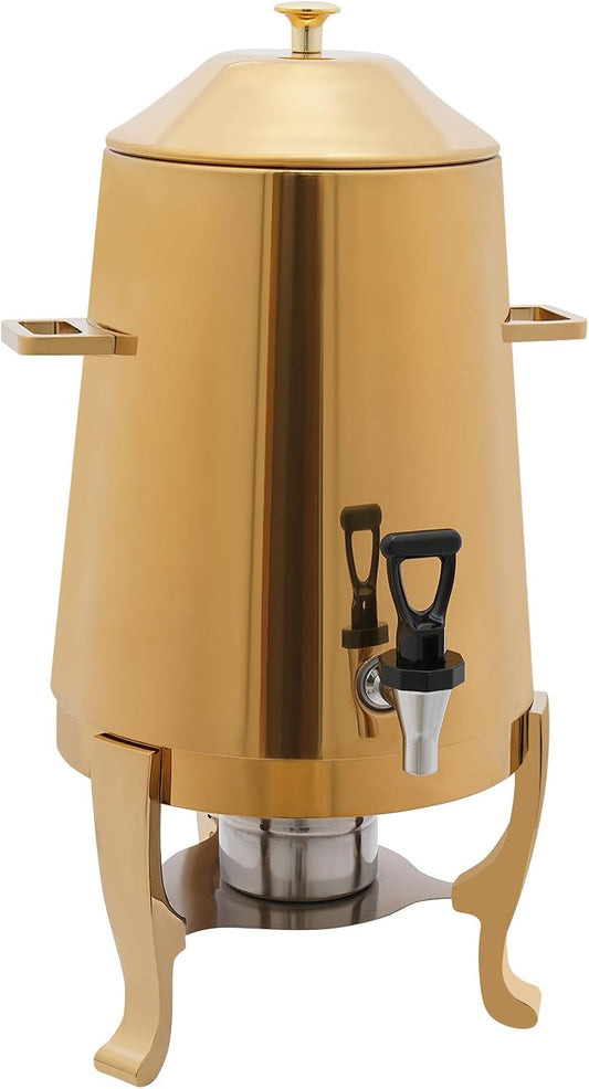 Coffee Urn with Fuel Holder 3.5 Gal\/13L Electric&Alcohol Heating, Stainless Steel Beverage Dispenser with Stand, Tea Water Coffee Chafer Urn for Parties Buffet Catering Commercial Home (Gold)