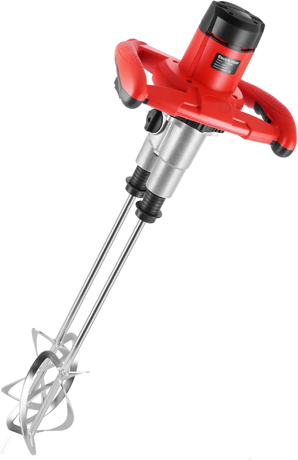 Meticuloso Concrete Mixer 2100W, Upgraded Double Paddle, Portable Cement Mixer with 6 Speed, 950RPM, Handheld Mud Mixer for Mortar, Paint, Grout, Plaster, Thinset, Fodder Stirring Tool