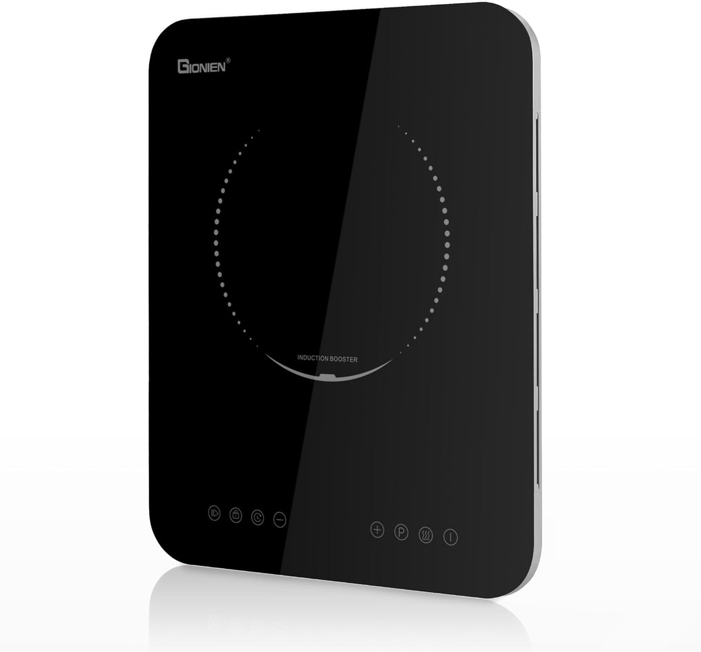 GIONIEN Portable Induction Cooktop 1200W,Single Hot Plate Countertop Burner 110~120V,Sensor Touch Electric Cooker,10 Power,0.94\u201DUltra Thin,6.69\u201D Heating Coils,Child Safety Lock,Timer