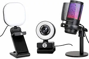 Webcam Streaming Kit with USB RGB Microphone & LED Light  1080P 30FPS Streaming Camera Bundle for Twitch, YouTube, Podcasting, WFH  PC & Mac Compatible (Console Requires Computer & Capture Card)