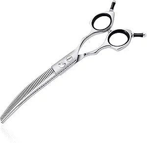 HASHIMOTO Curved Thinning Shears for Dogs,Curved Dog Thinning Shears for Grooming,Cat Curved Blender,50 Teeth,7.0 Inch,30% Thinning Rate,Light Weight.Designed for Pet Groomers or Family DIY Use.