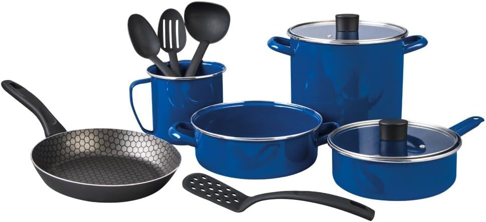 Cinsa 11-Piece Cookware Set, Enamel on Steel, Compatible with Gas, Induction & Electric Stoves