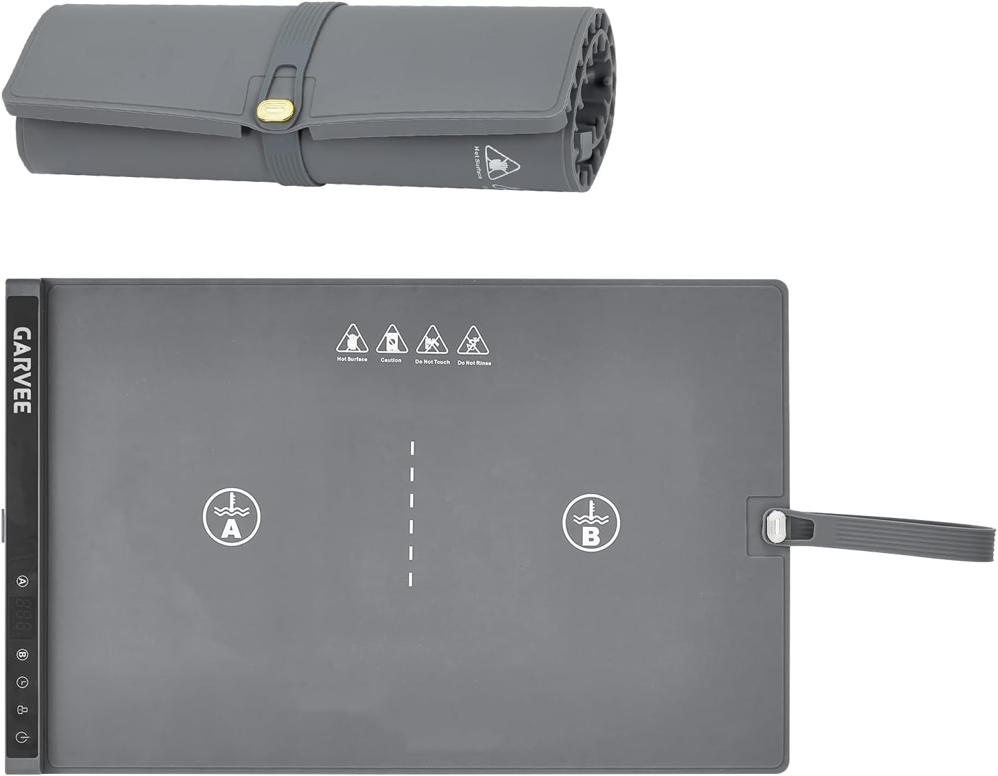 GarveeHome Food Warming Mat for Countertop, 24x15 Inch Dual Zone Electric Warming Tray with Timer & 6 Temp Settings, Portable Food Warmer for Parties Buffets Home Daily Use, Grey