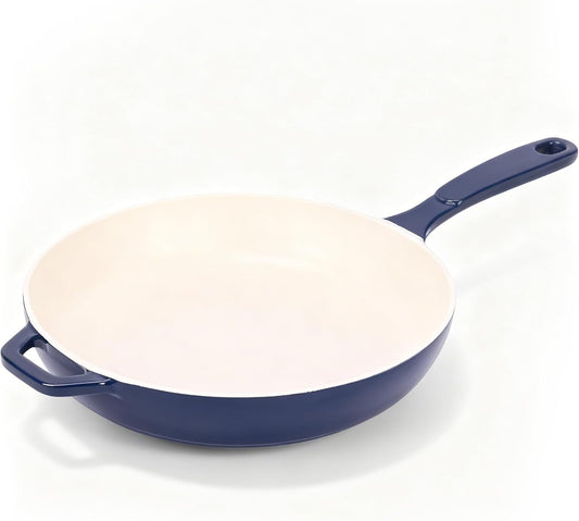Hisencn Cast Iron Skillets,11 Inch Ceramic Frying Pan,Nonstick Frying Pan Without PFAS & PTFE & PFOA,Dishwasher & Oven Safe,Enameled Cast Iron Skillet For Gas\/Electric Stovetop