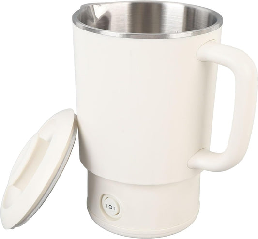 Zunate Portable Electric Kettle 600ml Foldable, Stainless Steel Travel Kettle with 2 Temperature Settings, Food Grade Fast Boiling Water Heater for Tea Coffee Camping