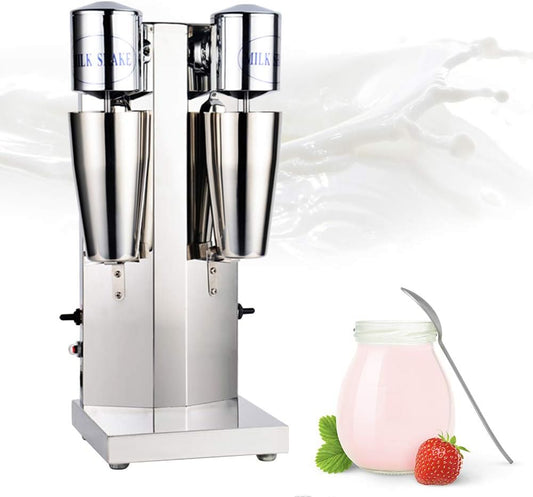 Milkshake Maker Machine, Double Heads Commercial Milkshake Mixer, Electric Milkshake Machine Drink Mixer Stainless Steel Milk Shaker Machine,Milkshake Blender 18000RMP High Speed for Drink Mixer 180W